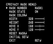 Privacy Mask setting 3D-DNR setting This function is aiming at the protection of personal privacy, selecting a screen part black not to be displayed in the screen. Up to 8 zones can be registered. 1.