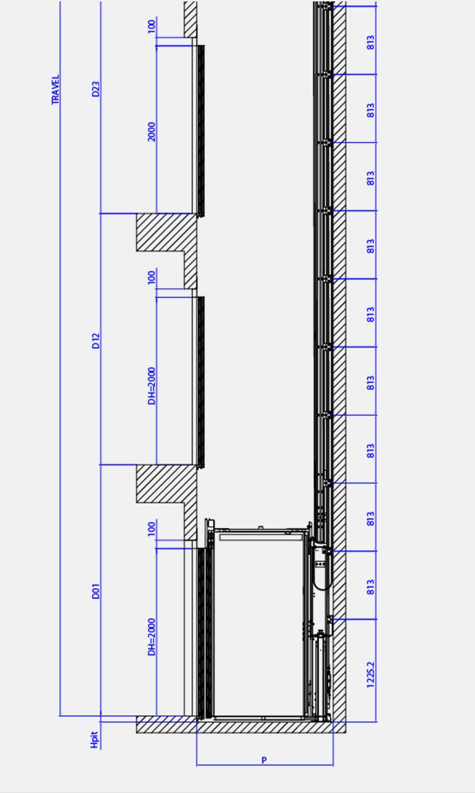 Required construction works and predispositions Shaft predisposition Shaft geometrical features The shaft has to be measure considering the shaft width (L) and the shaft depth (P) and communicated by