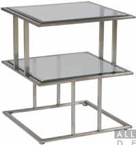 com Finish Shown: Brushed Stainless Steel with Clear Glass Tops, Available in