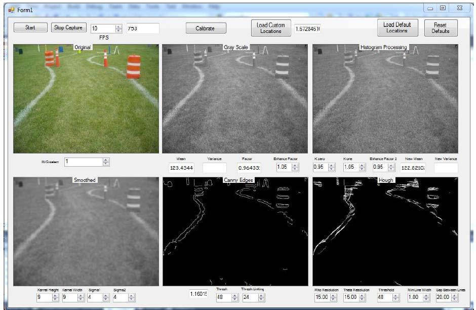 Lane Following The system uses a Creative Live! Webcam to detect the white lines on the grass that determine the edge of the course for the Autonomous Challenge.