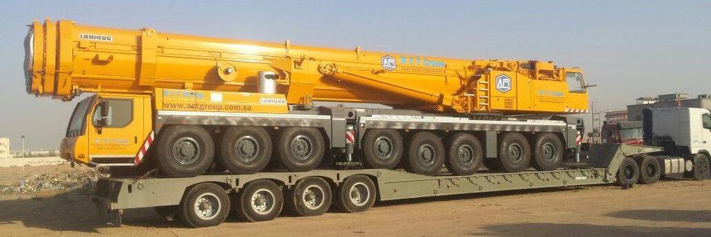 line. Cargo: 8 Axle Mobile Crane. Dim: 18m x 3.2m x 4.5 m. Weight: 80 tons.