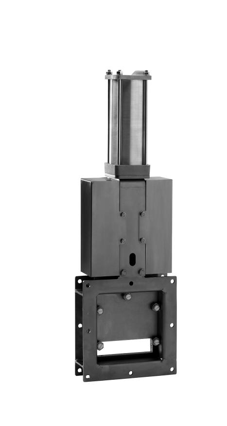 M08 SQUARE PORT KNIFE GATE VALVE The M08 model knife gate is a square port low-pressure valve for highly solid loaded fluids or solids, mainly used in bulk handling and silo outlet applications in