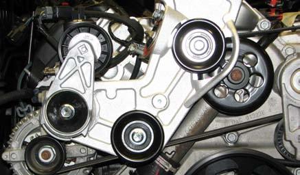 Install the supplied serpentine belt tensioner onto the tensioner bracket using a 15mm socket, the M10 x 45mm bolt supplied in Bag #2 and a dab of