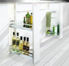 15CM BASE UNIT PULL-OUT 481 Larder unit solutions for carcase widths from 150mm A lot of space for spices, towels and Make practical use of even