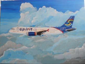 747: United Airlines Specs: 20 (l) x 26 (w) Oil on