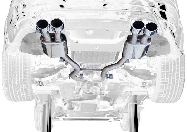 Exhaust systems sport rear muffler with 4 oval tailpipe covers in VA chrome 90x120mm for Jaguar FPace 30d! Only possible in combination with HAMANN rear center panel 2pieced orderno.: 10JFP140KPL!