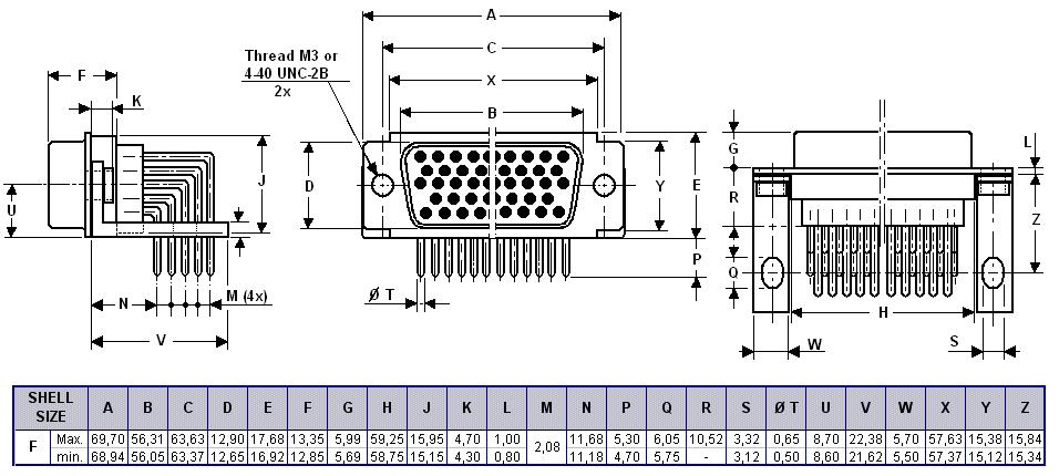 Physical Dimensions (continued) : Connectors DFM104PNMB1D7/9N-A174 (Male contacts)