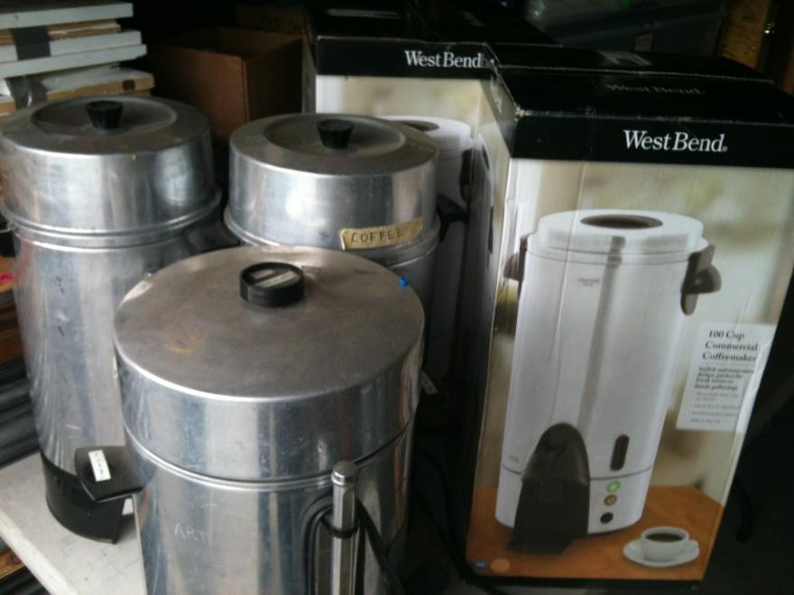 (30-gal) pots are in a separate box Bring all Electric coffee pots