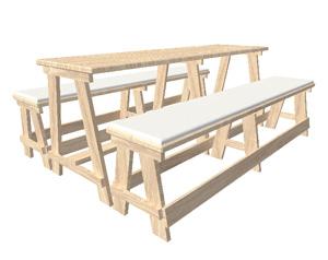 A Frame Ply Bench (B014) Width - 200cm Height - 49cm Depth - 43cm (BP014/P) Pads for