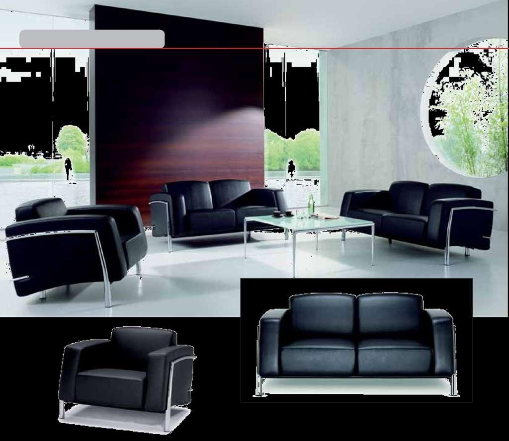 LOUNGE FURNITURE Armchair 34421 Armchair, black leather, chrome-plated metal