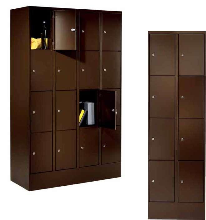 STEEL LOCKER CABINETS Locker cabinet model 55943 Steel locker cabinet with 16 compartments (4 vertical and 4 horizontal each 300 mm wide), lockable with safety cylinder lock, steel base W/H/D