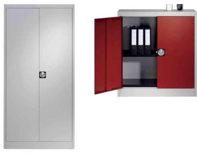 STEEL CABINETS Folding door cabinet model 55941 Folding door steel cabinet, 2 interior shelves adjust in 35 mm increments, weight capacity 65 kg,