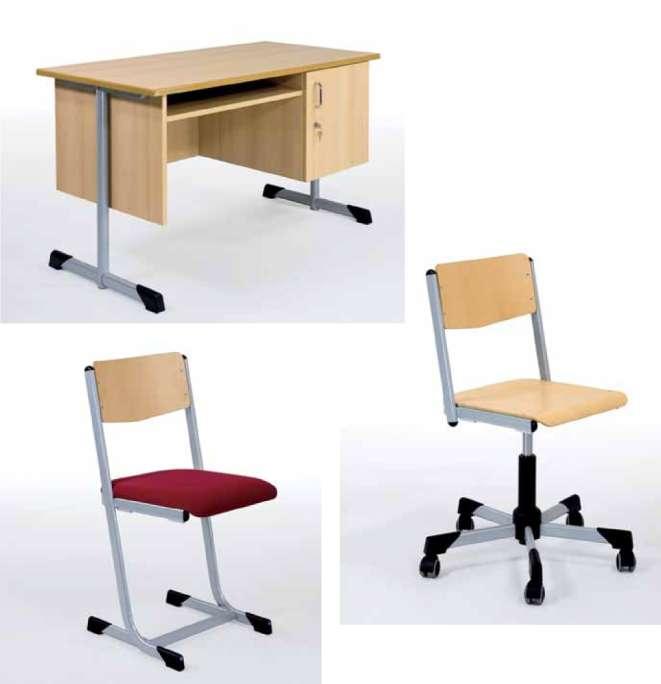 SCHOOL FURNITURE Teacher desk 23445 Compartment lockable with cylinder lock, on the left or right side, with adjustable interior shelf, additional open shelf below the tabletop, modesty panels to the