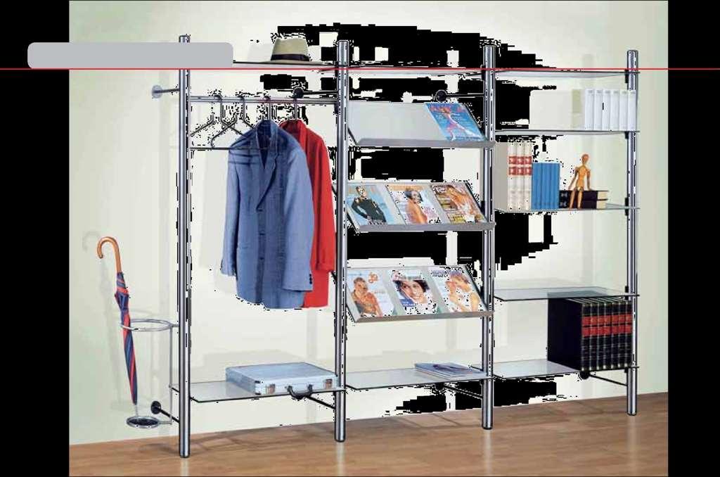 WARDROBE STORAGE Cloakroom unit 56700 For a good first impression! Stainless steel and glass design of timeless elegance.