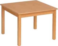 KINDERGARTEN Wooden tables 59200 Wooden tables made of solid beechwood, table legs are 50 x 50 mm in square profile, aprons 70 mm high and 22 mm thick, tabletop with circular rounded solid