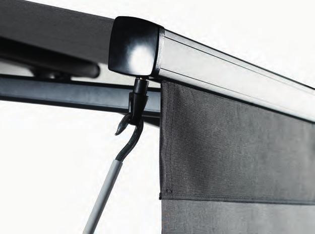 Te Ra FOLDING ARM AWNINGS OPTIONAL EXTRAS Available in screen fabric up to approximately 1.00m, the ROLLER VALANCE is manually operated by crank handle.
