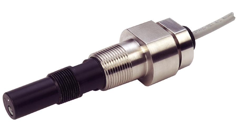 5 in (63 or 89 mm) with the domed glass electrode. Provides a 1 NPT process connection, rather than the 3/4 NPT connection on the sensor body.