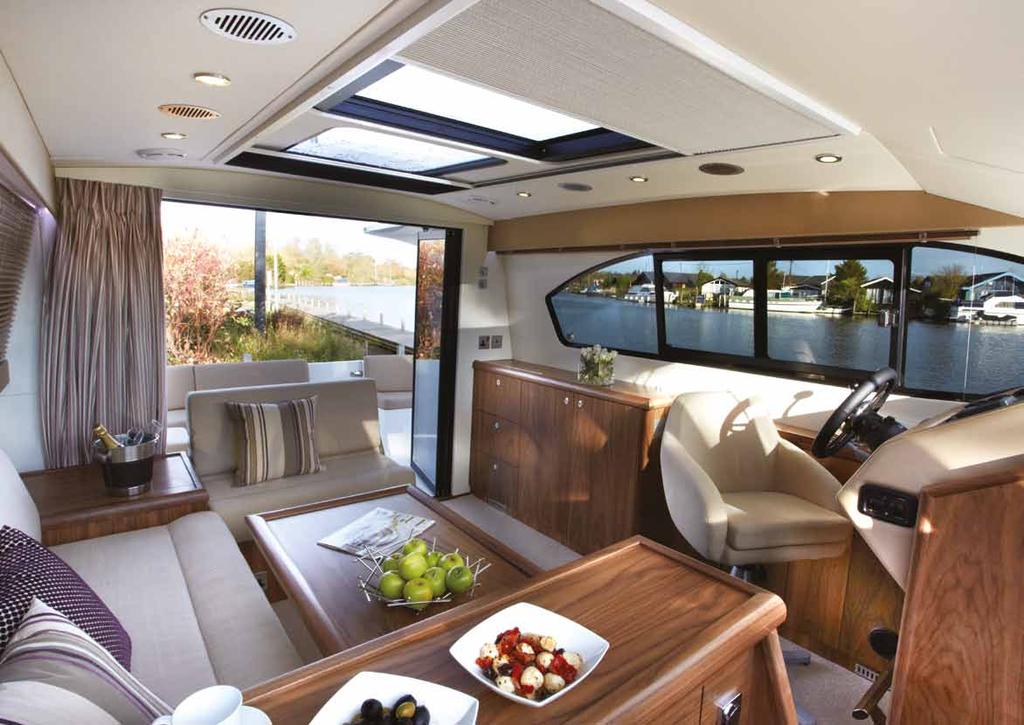 Interior SALOON Large opening roof skylight and sliding openings to both side windows.
