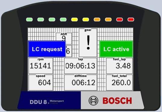 Figure 15: Dash showing LC request and LC active. T18. VBOX LOCATION REGULATION C15.3.
