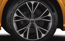 Standard equipment and options Wheels, suspension and driving dynamics 21 alloy wheels in 5-W-spoke design, contrasting grey with 285/45 tyres 22 alloy wheels in 5-double arm design, contrasting grey