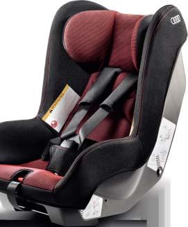 With adjustable seat shell, integrated seat belt and adjustable head rest.