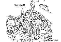 4 of 14 5/22/2008 8:06 AM c. Secure the hexagonal part of camshaft with a suitable tool. Loosen the camshaft sprocket mounting bolts and remove the camshaft sprockets. 10.