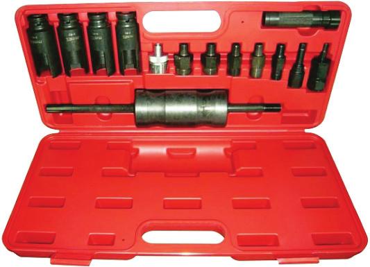 14pcs Injector Extractor With Slide Hammer Common Rail Puller Product Code ITCI1088 Contents : Slide hammer: 3.9KGS Adaptor: M14 x 1.