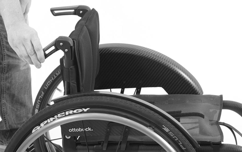 direction of travel of the wheelchair and fold the back support up (see fig. 8).