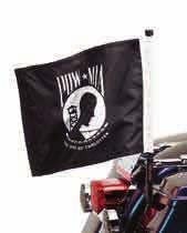 Available in sissy bar mount or Tour- Pak Luggage Carrier/Saddlebag mount versions. (Flags are designed for parade use only and will not withstand highspeed use.