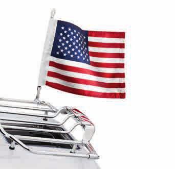 The high-quality 14" x 11" nylon flag features hemmed and double-stitched edges for durability. Kit includes American flag, chrome billet mounting bracket, flag mast and all required hardware.