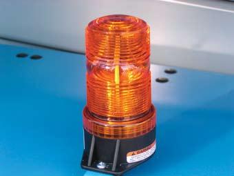 DUAL FLASHING BEACONS Orange flashing lights warn workers when lift is moving or in