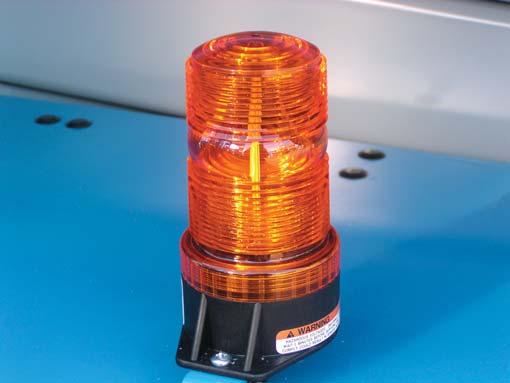 DUAL FLASHING BEACONS Orange flashing lights warn workers when lift is