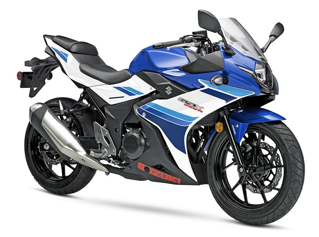 Features & Specifications 2019 GSX250R ABS GSX250RZAL9 BEE: Metallic Crystal Blue / Pearl Glacier White No.