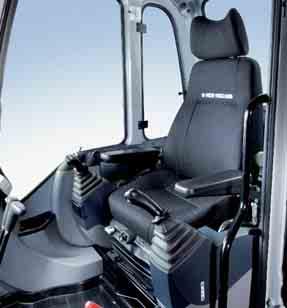 R SAFETY AND COMFORT New cab interior The interior of the cab has been completely redesigned to maximise operator comfort and to enable optimum operator performance.