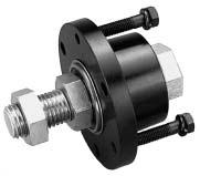 Installation is made by slipping the threaded shaft through a hole bored in support structure, and tightening the locking nut.