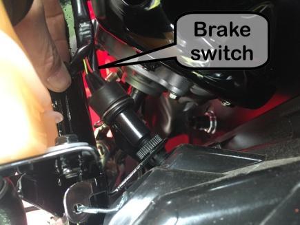 9. Locate the wires coming from the vehicle brake switch.