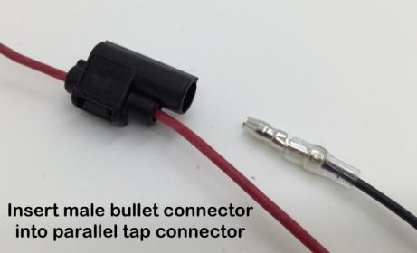 connector with pliers. 14. Install a parallel tap on the vehicle yellow wire coming from the brake switch. 15.