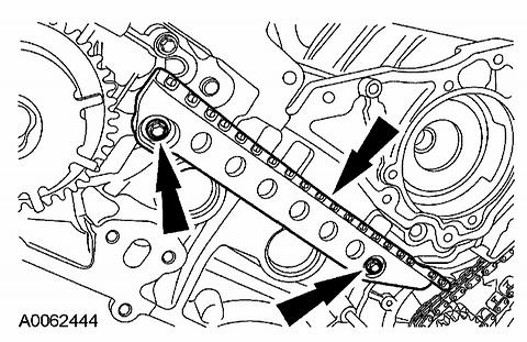 ^ Remove the RH timing chain from the camshaft sprocket. ^ Remove the RH timing chain from the crankshaft sprocket.