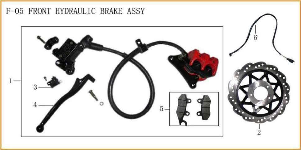ML200-16D Frame Parts 200165-1 Front Hydraulic Brake Assy 200165-2 front brake Disk 200165-3