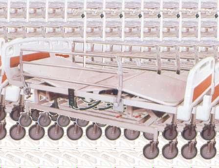 Hospital Beds JS - 10023 ICU Bed Electric (ABS Panels)» Frame work made of rectangular M. S. Tube.» Perforated CRC Sheet top in four sections.