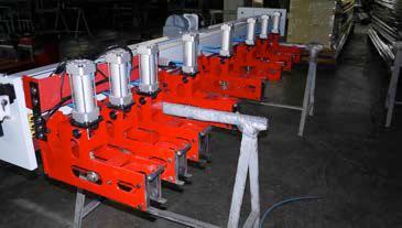 Pusher structure Basically on double I-section steel beams, one side V-groove rail, one side flat guide rail (free section) with precision rack and pinion to ensure pusher straight line movement and