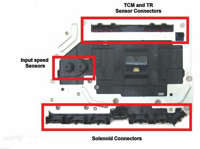es, input speed sensors and the TR sensor connector and Solenoid connector, and bolts onto the valve body.