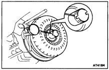 Torque: 74 N m (750 kgf cm, 54 ft lbf) 3. MEASURE TORQUE CONVERTER CLUTCH SLEEVE RUNOUT (a) Temporarily mount the torque converter clutch to the drive plate. Set up a dial indicator.