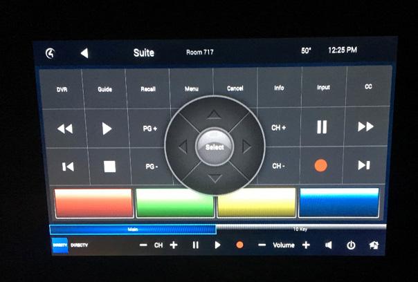 Watch Icon Turns on your TV and takes you to the touch panels TV control, shown below.