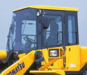 1 Tilt adjustment 2 Telescopic adjustment 1 2 Electrically Controlled Transmission Lever Low-noise Design The large cab is mounted with Komatsu s unique