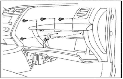 b) Route lamp harness with connector along main harness to rear of console.
