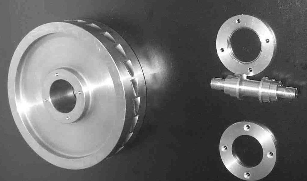 Fig. 5 Parts of ball bearing gyro support Air bearing support (Fig. 6) is a combination of aerodynamic tilting pad journal bearings and aerostatic thrust bearing.