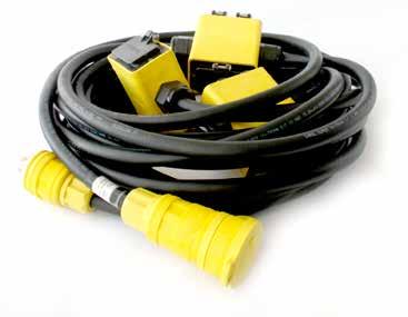 QUAD BO STRINGERS AND ETENSIONS Assembled with black SOOW cable, Wetguard connectors, and durable high quality yellow quad boxes Molded Santoprene TPV housing for harsh conditions