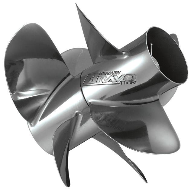 MerCruiser 4.5L (250-hp) V6 Bravo III PROPELLERS WOT: 4800-5200 * Gear Ratio 2.20:1 * High Altitude (5,000+ ft.) 2.43:1 Diameter (inches) Pitch (inches) Blades Material Gross Boat Wgt. (lbs.