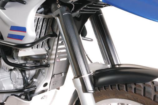The shock guard is screwed onto the lower shock absorber mounting and remains stable.